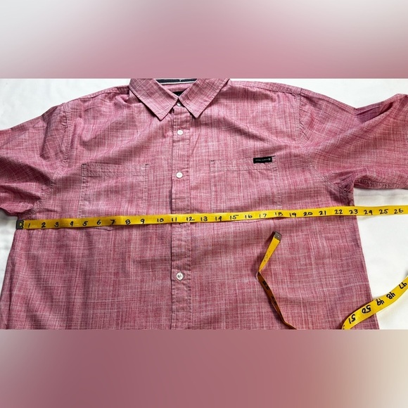 OCEAN CURRENT Men’s Red and white heather short sleeve‎ button down size XL. - Picture 11 of 12